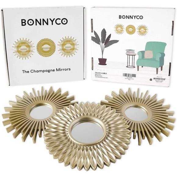 Gold Mirrors for Wall Pack of 3 Wall Mirrors for Room Decor & Home Decor - Picture 3 of 7